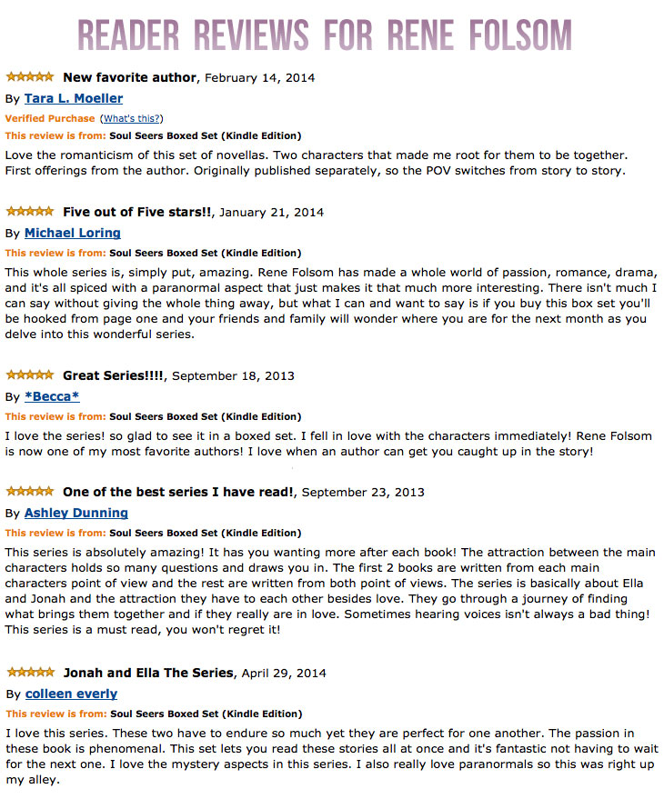 Reader Reviews Rene Folsom